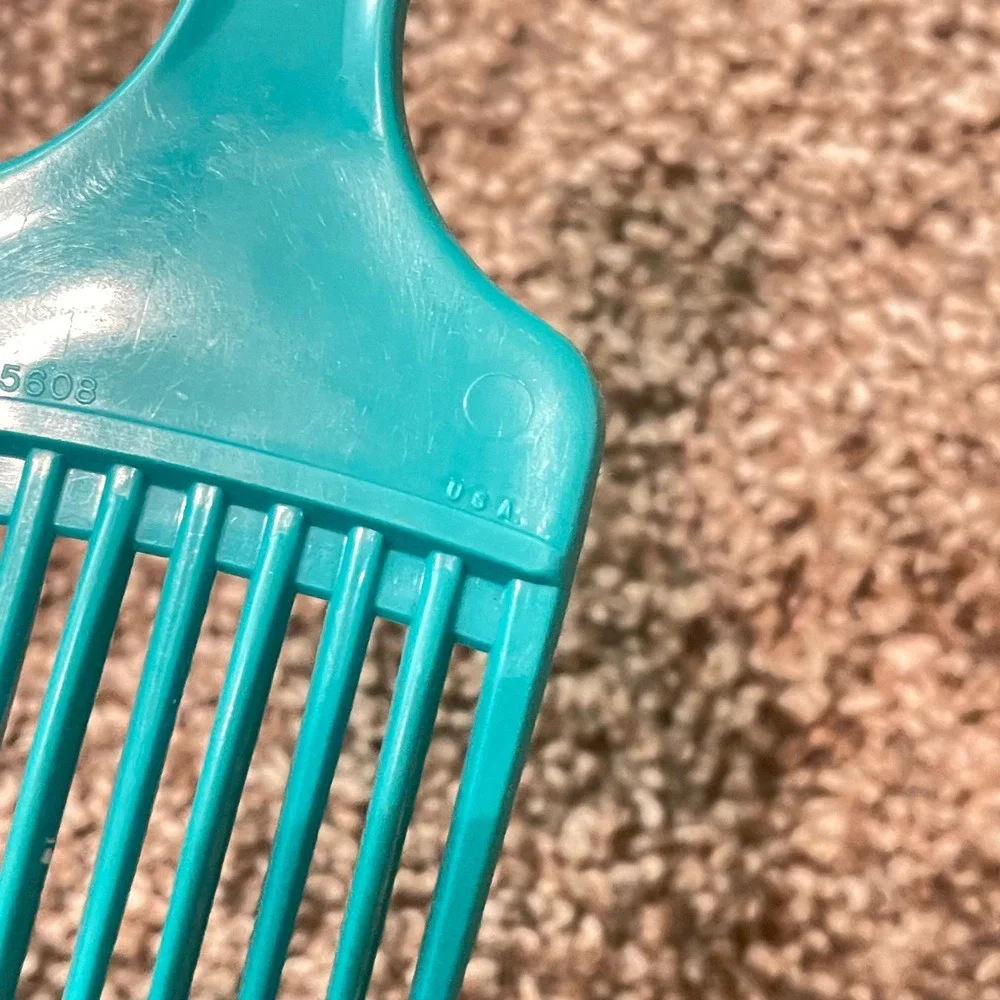 VTG Goody Lift Comb Hair Pick Handle Retro Care 80s‎ 90s Teal Blue USA Dipped 5
